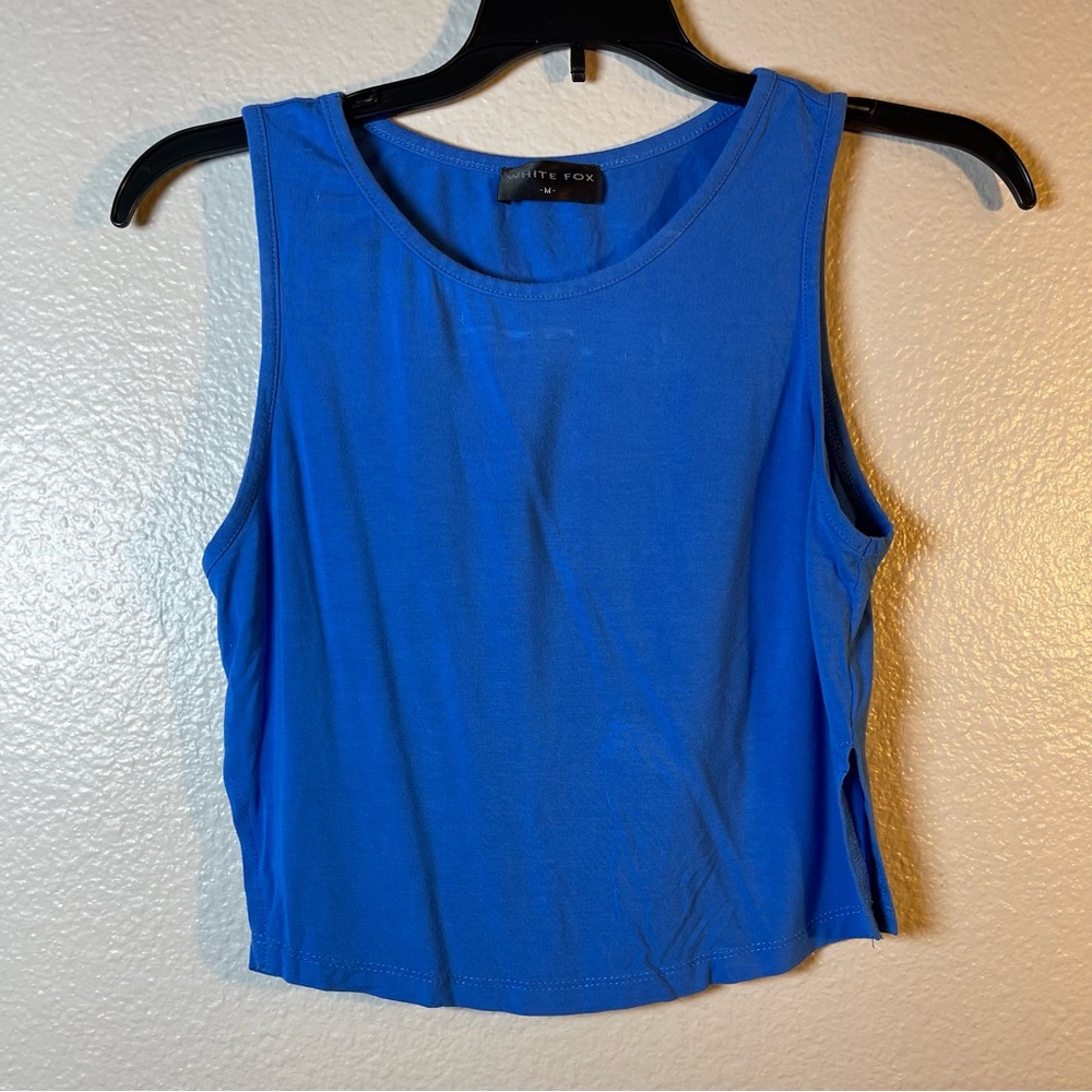 White Fox Blue Tank Top SZ:M